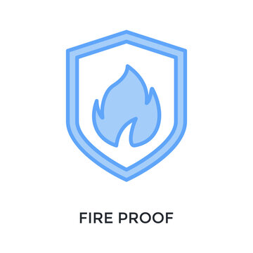Fire Proof Icon Lineal Blue Style. Vector Illustration For Graphic Design