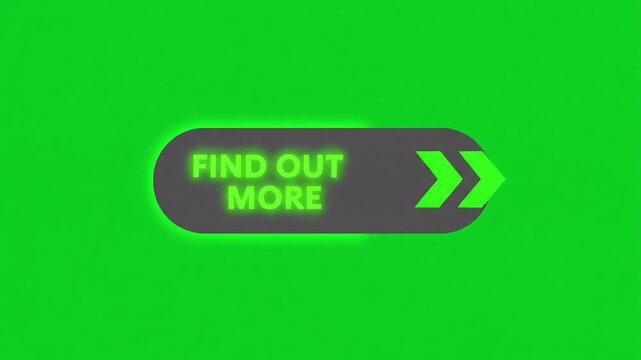 Glowing neon green find out more button with right arrow call to action on vibrant green