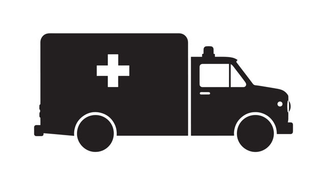 Ambulance Silhouette Emergency Medical Vehicle Rescue Transport Icon Isolated on White Background Healthcare Concept