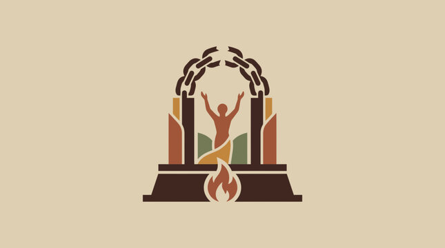 Freedom Symbol Illustration with Broken Chains and Person Silhouette