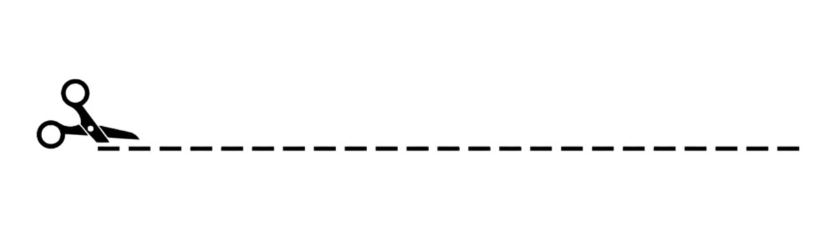 Scissors cutting dashed line