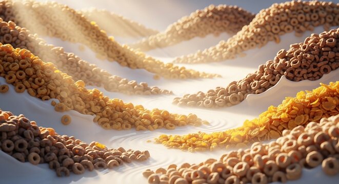 Abstract Landscape of Cereal Hills Under Golden Sunlight.