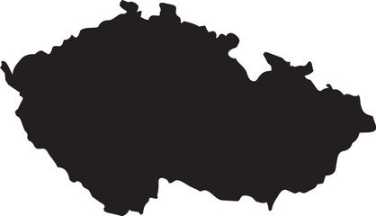 Black silhouette map of the Czech Republic a simple vector outline for travel and geography concepts isolated on a white background © ABUZAR