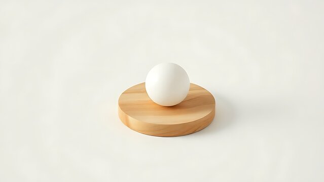 White camphor ball on wooden coaster, simple household freshness concept.