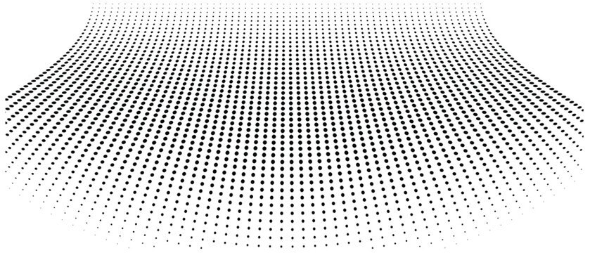 Dotted halftone gradient texture. Fading polka dot background. Repeated dots gradation pattern. Weathered pixelated raster comic backdrop. Vector bitmap fading subtle surface.
