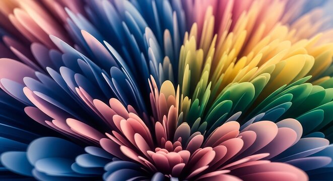 Explosion of Vibrant Colors Abstract Petal Formation.