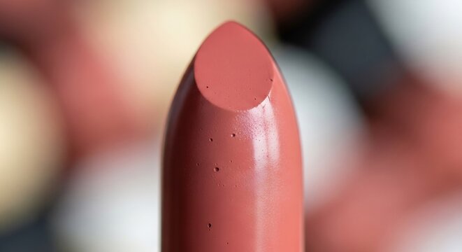 Close-up Macro Shot of a Pink Lipstick Bullet.