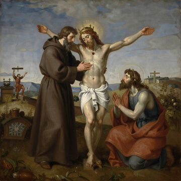Saint Francis Receiving the Stigmata in a Muted Tonalist Landscape