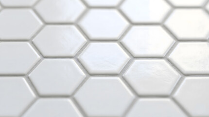 Fototapeta premium White hexagonal tile texture backdrop with soft focus.