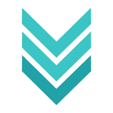 Teal downward arrow icon on white background