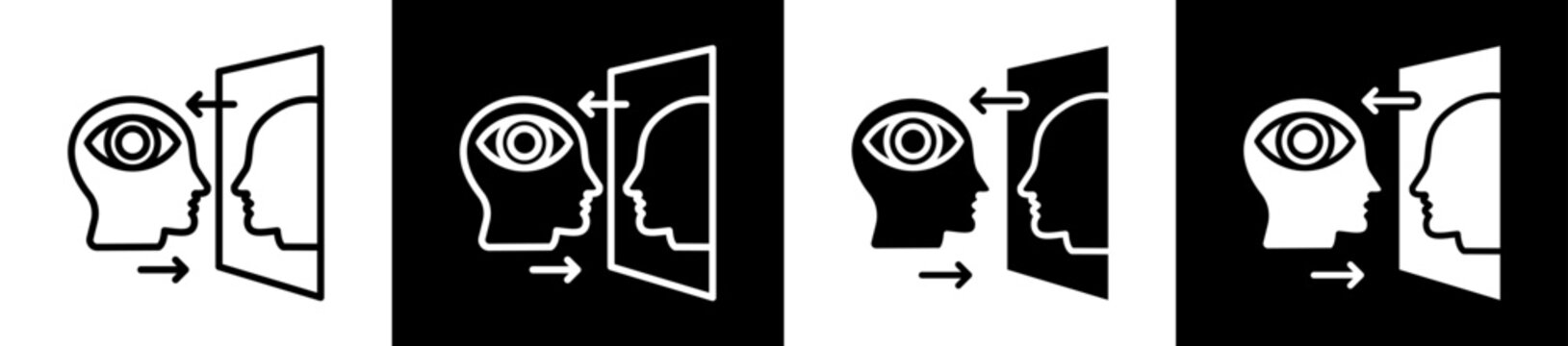 Self Awareness Icon Set In Black And White Filled Style Collection