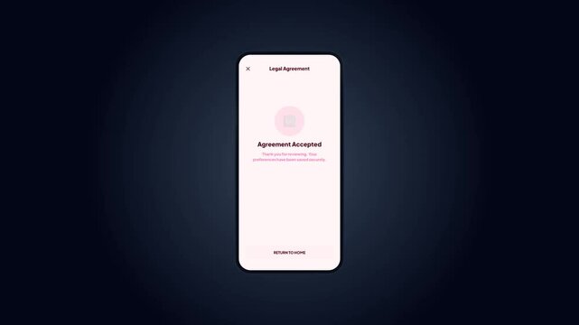Subscription agreement. Mobile renewal consent UI. Terms acceptance screen. Smartphone payment interface. Digital subscription flow. Interactive checkbox. Pink app design.