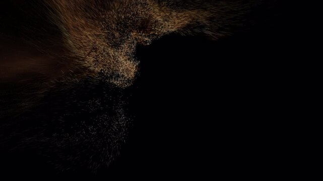 Golden Sand Particle Reveal with Large Copy Space on Black Background, Dust Dispersion Effect for Cinematic Logo Animation and Motion Graphics