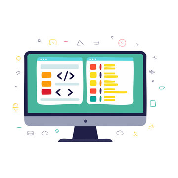 Computer screen displaying code and programming symbols
