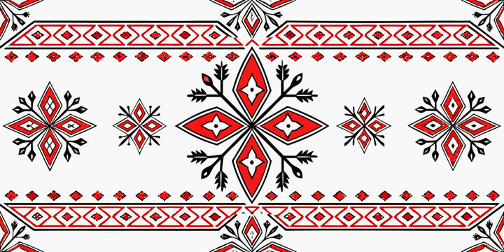 Ethnic seamless pattern with traditional geometric ornaments, vector