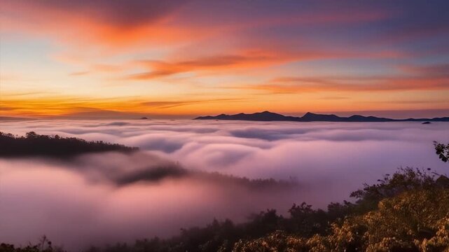 Soft peach plum gradient clouds drifting in fog sheets with fluid movement and calm dreamy depth
