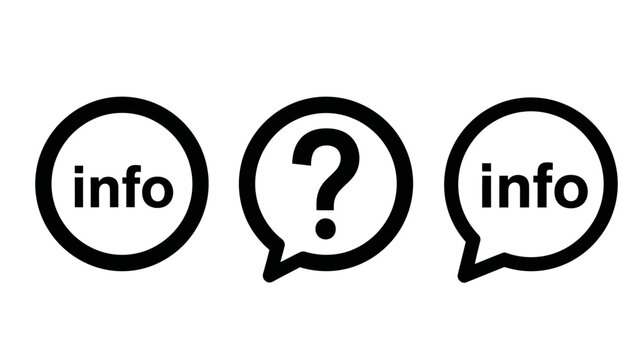 Information and help request bubble icons with question information communication minimalist interface internet dialogue clarification feedback discussion illustration