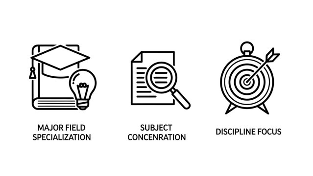 Educational and professional development concept icons set with education specialization knowledge research training academic learning development graphical university expertise achievement