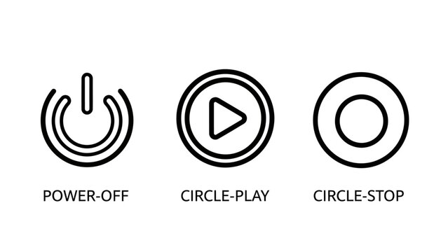 Digital control panel media icons power off play and stop symbols with interface technology multimedia application software function electronic navigation computer playtime