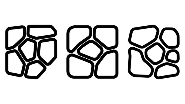 Set of polygonal geometric grid icons representing structural patterns and mesh layouts with polygonal geometric structure abstract connection framework background technology engineering