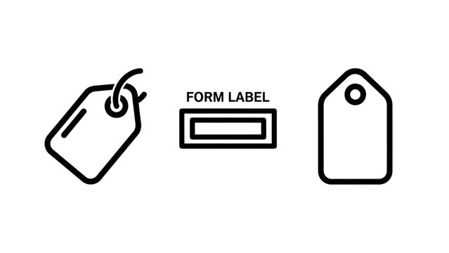 Blank price tags and form label interface icons with shopping ecommerce interface commerce identification application template information discount merchandise placeholder