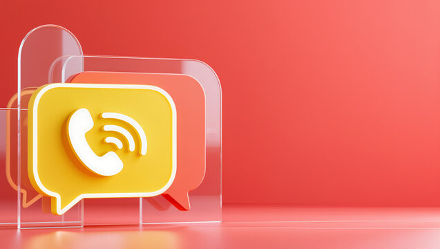 Customer call icon with speech bubble for contact center support, phone communication, callback service, mobile app help and client response.