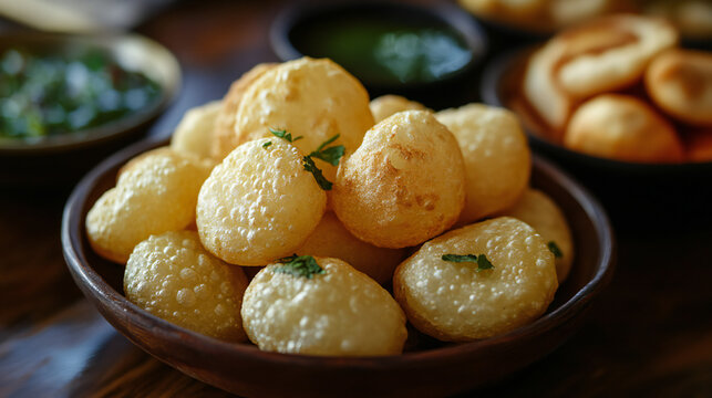Golden crispy sips of fried cheese balls served with fresh herbs and dipping sauces