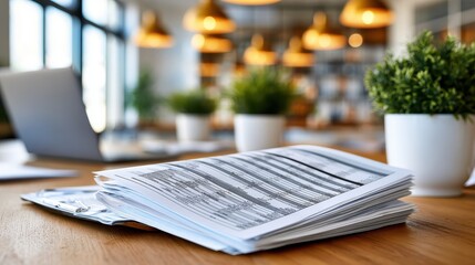 Obraz premium Stack of paperwork on office desk, document management, administration and business workflow concept.
