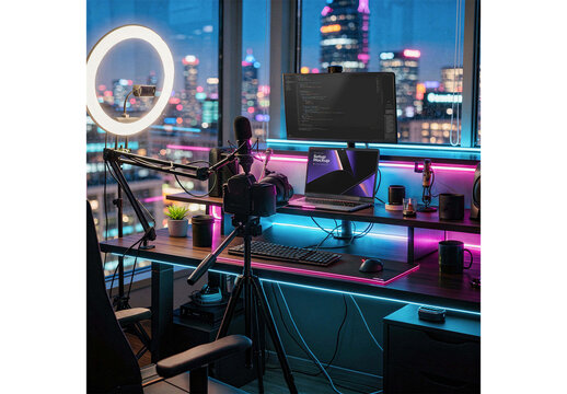 Studio Setup Mockup Realistic Design for Brand Presentation and Marketing