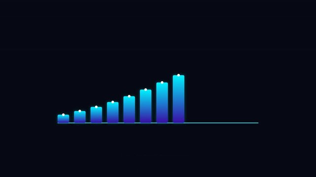 A digital bar graph showing upward growth against a solid black background