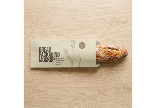 Bread Package Mockup Realistic Template for Visual Identity Showcase