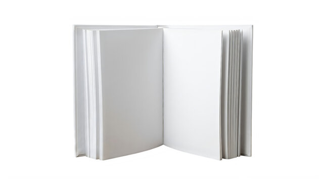 Modern booklet or brochure standing open on white
