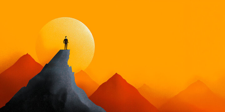 Entrepreneur standing before a steep mountain metaphor learning that ambitious goals demand failure courage and repeated growth