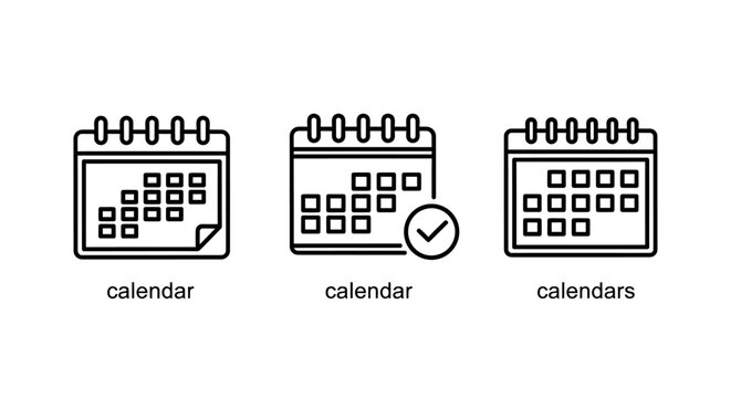 Set of calendar appointment and schedule management line icons with calendar schedule appointment management deadline planning organizer reminder business tracking organization logistics