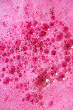 Close-up Pink Bubbles and Foam Texture Abstract Macro Background