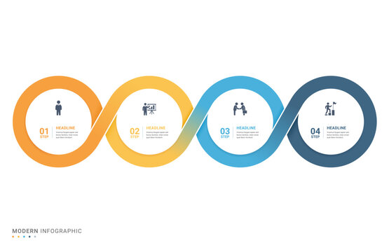 4 Step Infinity Loop Process Infographic Diagram Template Background for Business Workflow