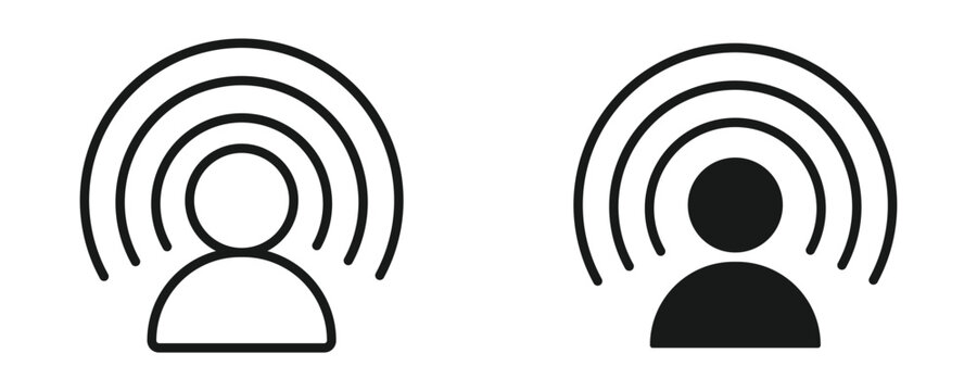 User Network Icon Set, Personal Connectivity and Communication Symbol, Outline and Solid Style. Vector Illustration.