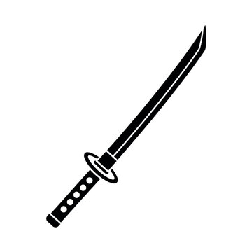 Black Silhouette of a Japanese Katana Sword.