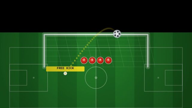 Free kick curl trajectory animated football loop alpha