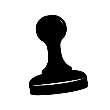 Black Rubber Ink Stamp Isolated on White Background Minimalist Line Art Vector
