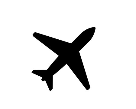 Airplane silhouette flying, travel concept