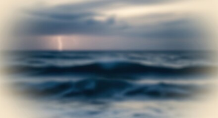 Fototapeta premium Dramatic Ocean Storm with Lightning Strike Over Choppy Waves and Dark Clouds.