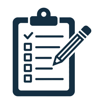 Sleek vector of clipboard with checklist items being marked off using a pencil.