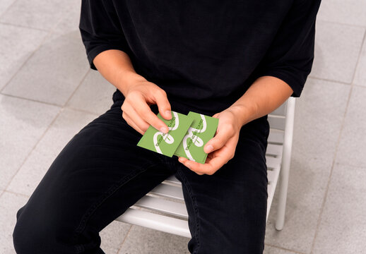 Man Hands Business Card Mockup