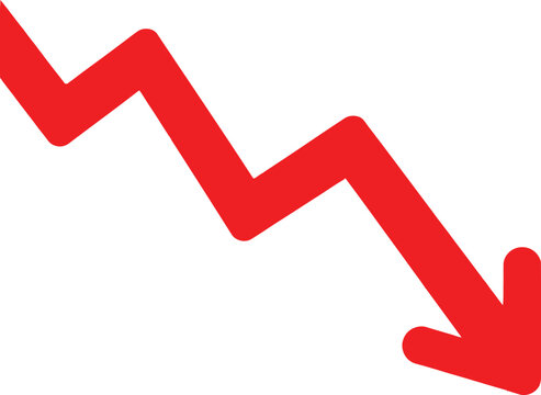 Red arrow pointing down showing a negative business trend and financial loss