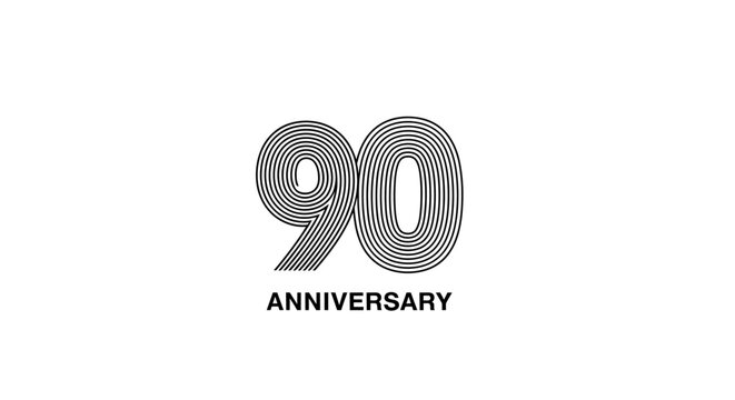 90th Anniversary Logo with Black Parallel Lines on White