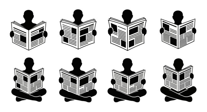 Black and white people reading books.