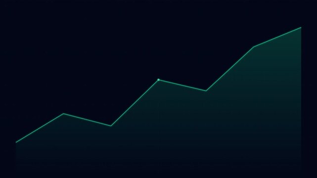 A glowing neon green line graph showing a steady upward growth trend