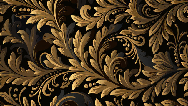 ornate floral pattern on black background gold