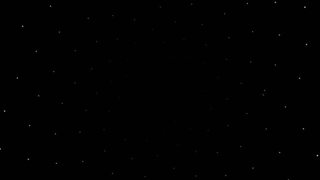 A serene view of distant white stars scattered across a deep black night sky